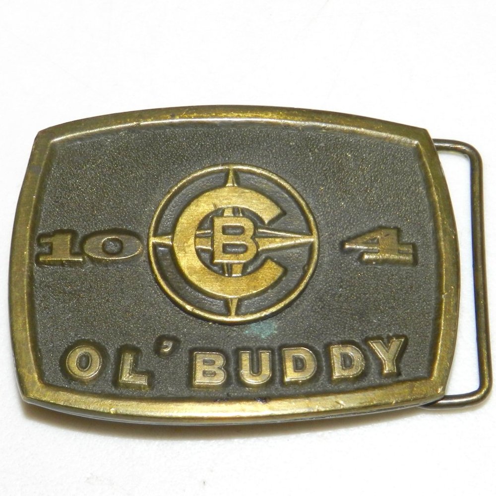 Vintage 1976 CB 10 4 Ol’ Buddy Belt Buckle Bronze Color